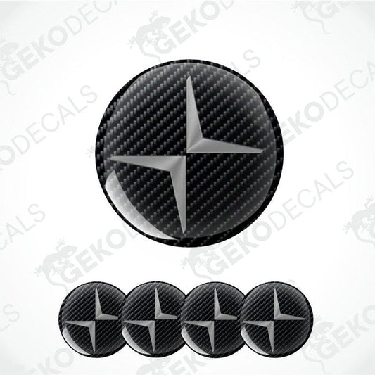 Carbon fiber patterned star emblem decal on a white background