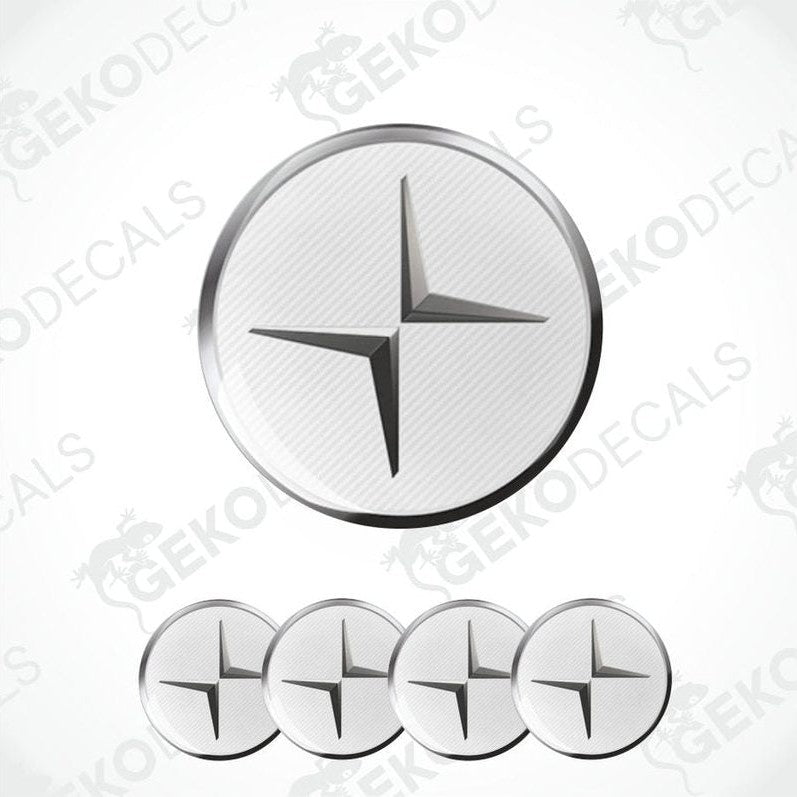 Set of metallic star-shaped logos on a white background with 'Gekodecals' branding.