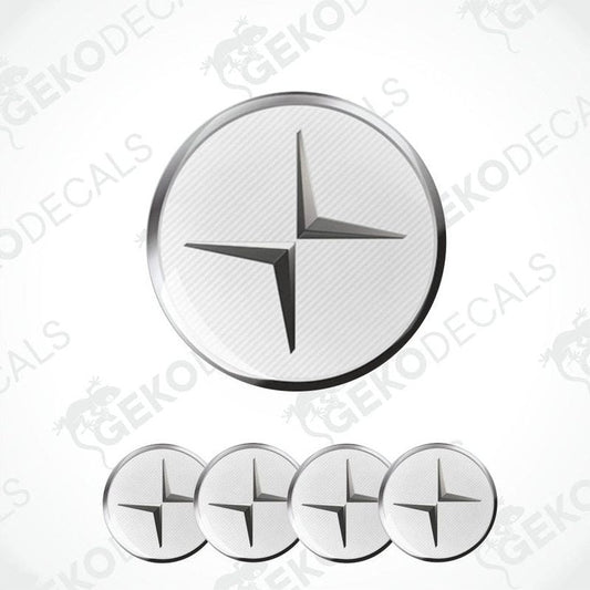 Set of metallic star-shaped logos on a white background with 'Gekodecals' branding.