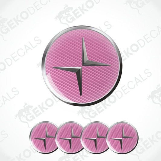 Pink and silver emblem with star design on a white background, featuring the brand 'Gekodecals'.