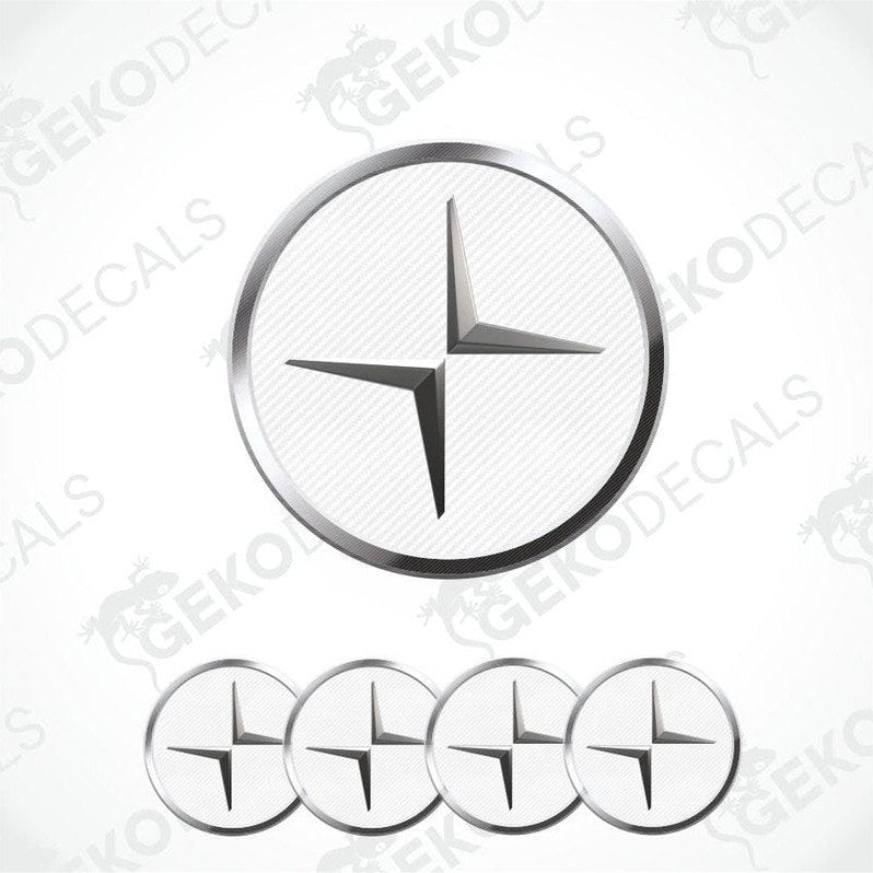 Set of metallic star-shaped logos on a white background with 'Gekodecals' branding.