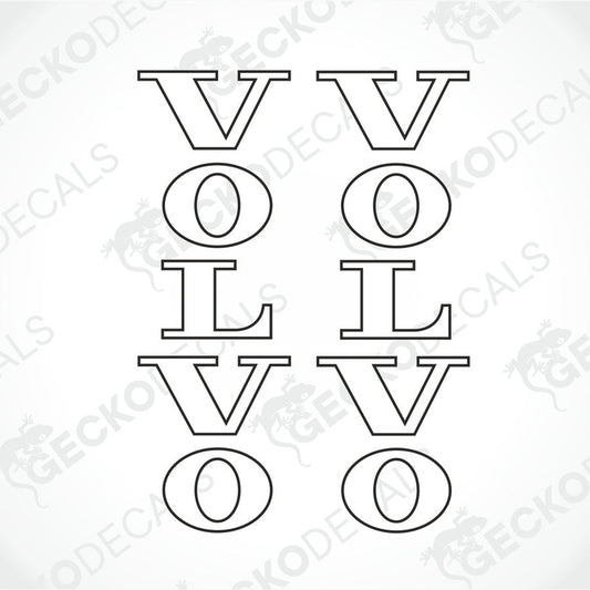 Two black and white stickers with the Volvo brand logo