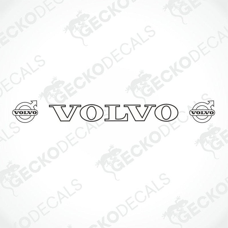 A front view of a Volvo truck windscreen with a die cut sticker applied to it.