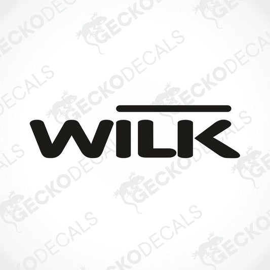 Black WILK die cut decal with arrow K design for car or caravan