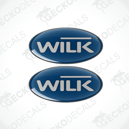 Wilk epoxy resin vinyl decal set with domed high-gloss finish and black border
