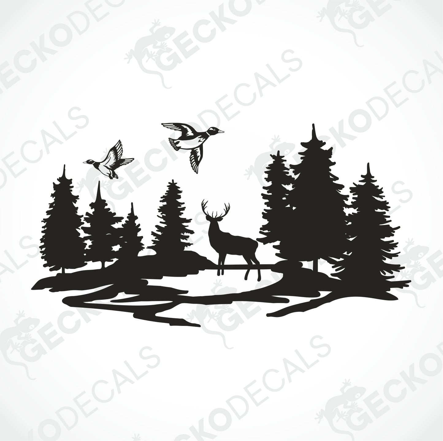 DEER AND DUCKS IN THE FOREST NATURE