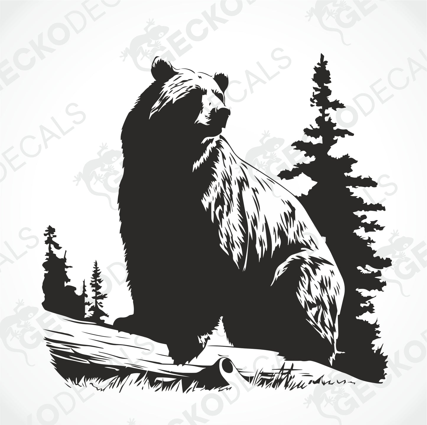 THE BEAR IS SITTING ON A STUMP
