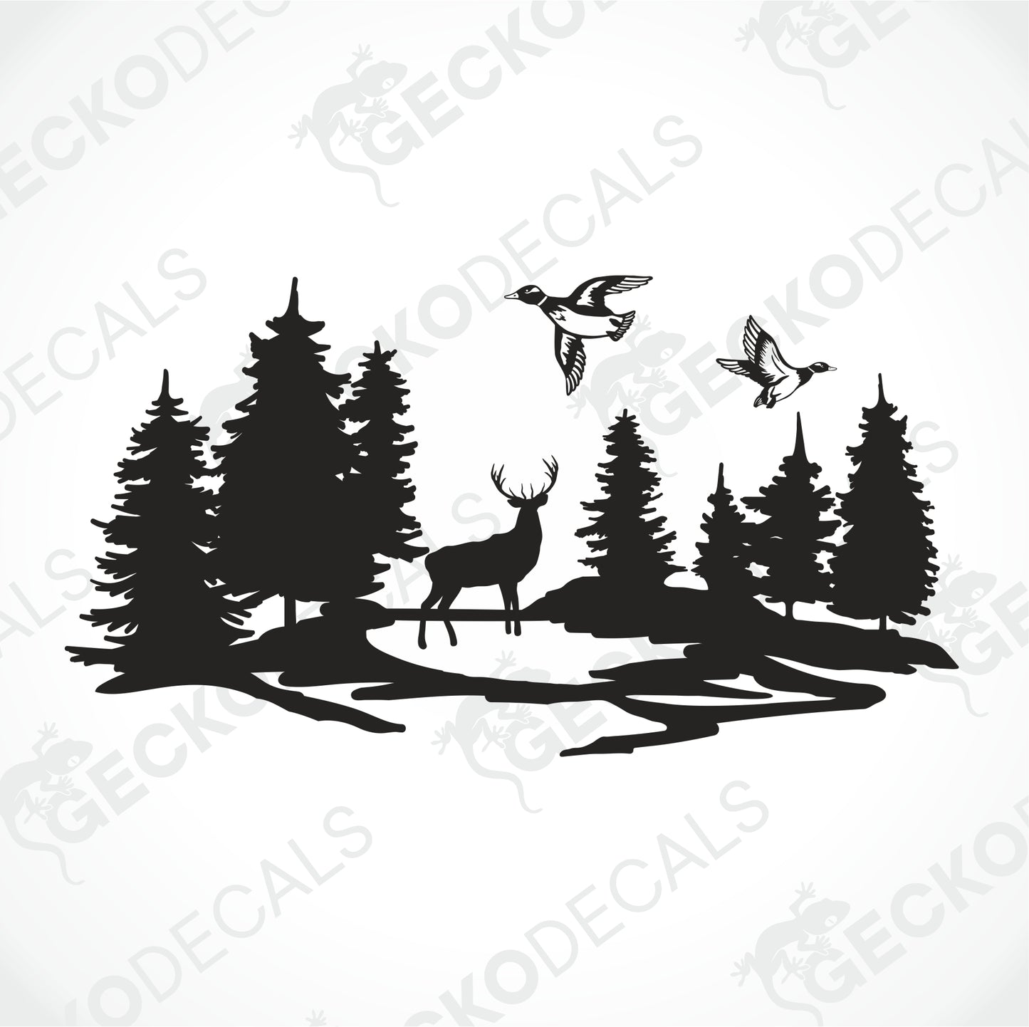 DEER AND DUCKS IN THE FOREST NATURE