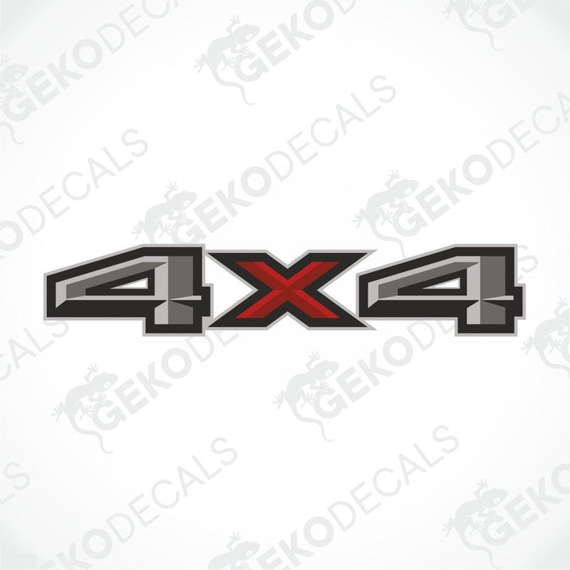 Black and red 4X4 die-cut decal with 3D effect for car exterior or interior