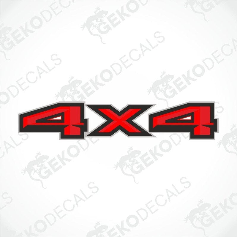 Red and black 4X4 die-cut car decal for off-road vehicles