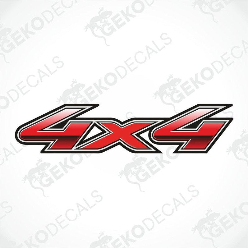 Red gradient 4x4 die-cut car decal with black border and white outline