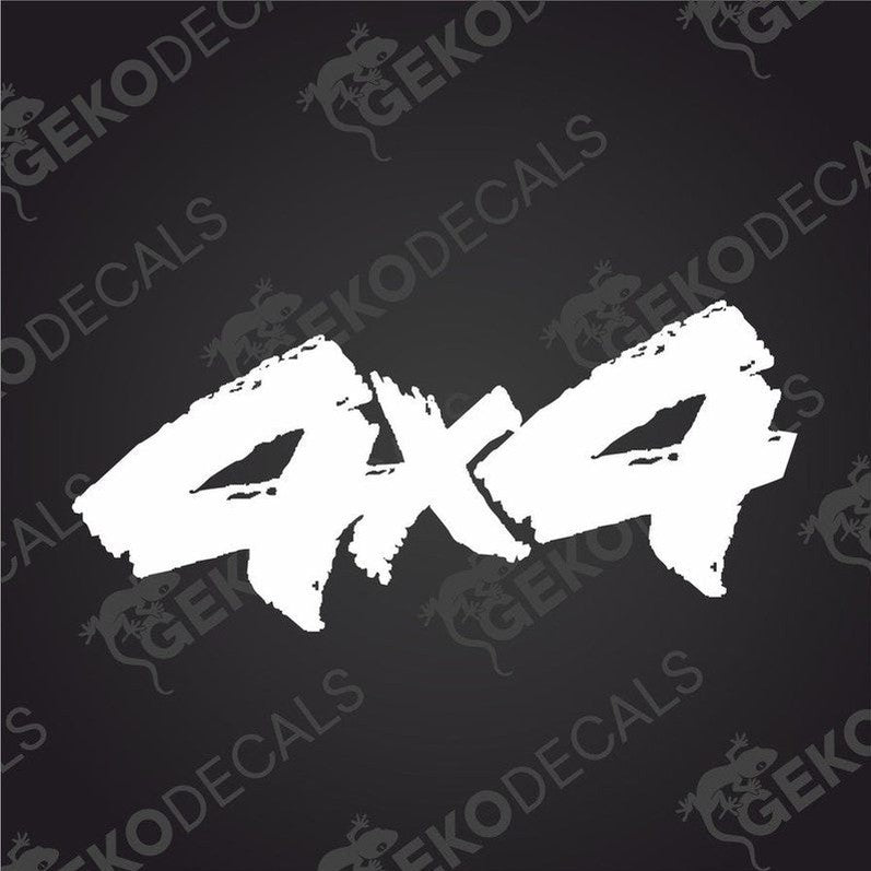 White 4x4 die cut decal with textured brushstroke style for car exterior or interior