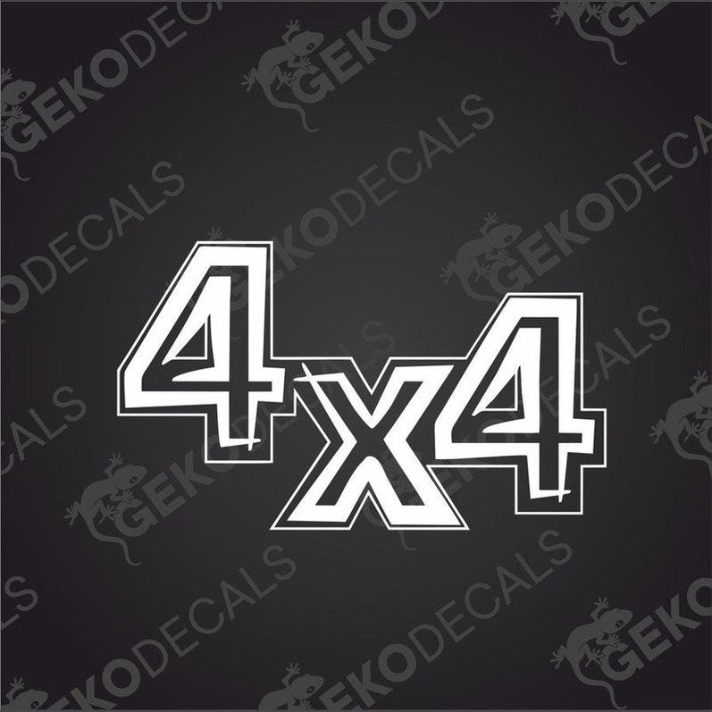 White 4x4 die cut vinyl decal for car exterior or interior