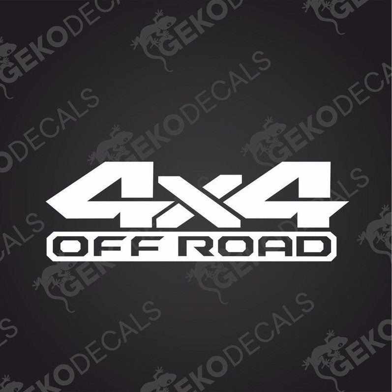 White 4x4 Off Road die cut decal with bold block font and rectangular outline