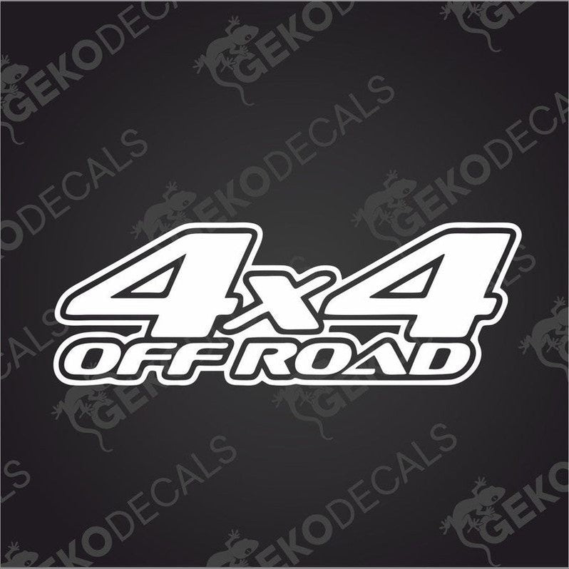 White 4x4 Off Road die cut vinyl decal with black outline for car exterior or interior