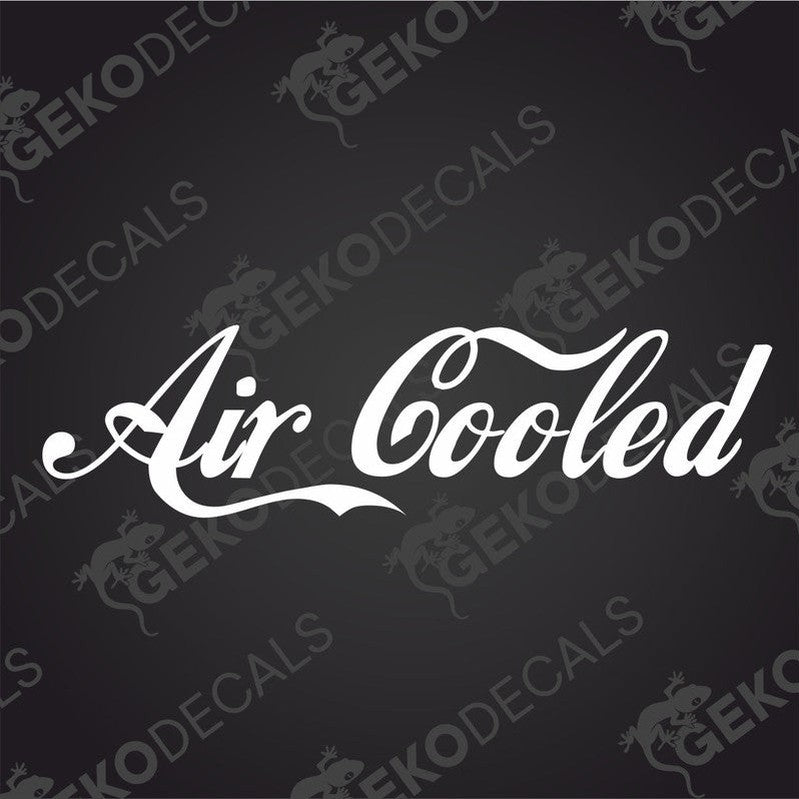 A decal with the text 'AIR COOLED' in white font, likely intended for use on a vehicle.