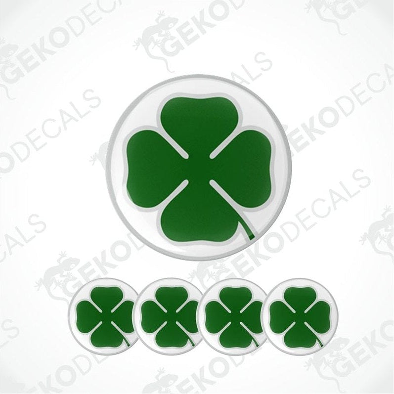 A set of Alfa Romeo Quadrifoglio stickers designed to be used as car wheel covers.