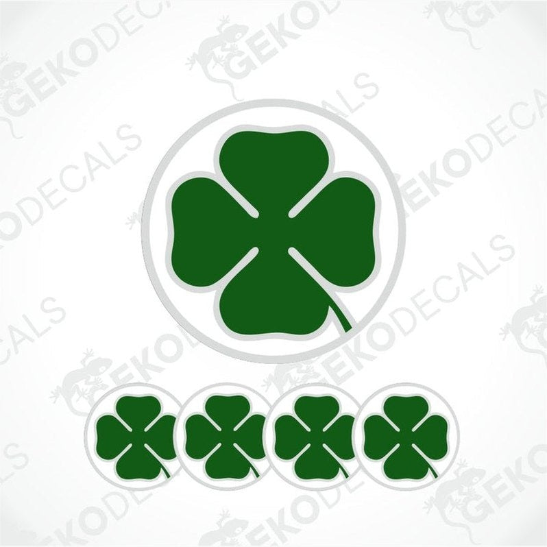 A set of Alfa Romeo Quadrifoglio stickers designed to be used as car wheel covers.