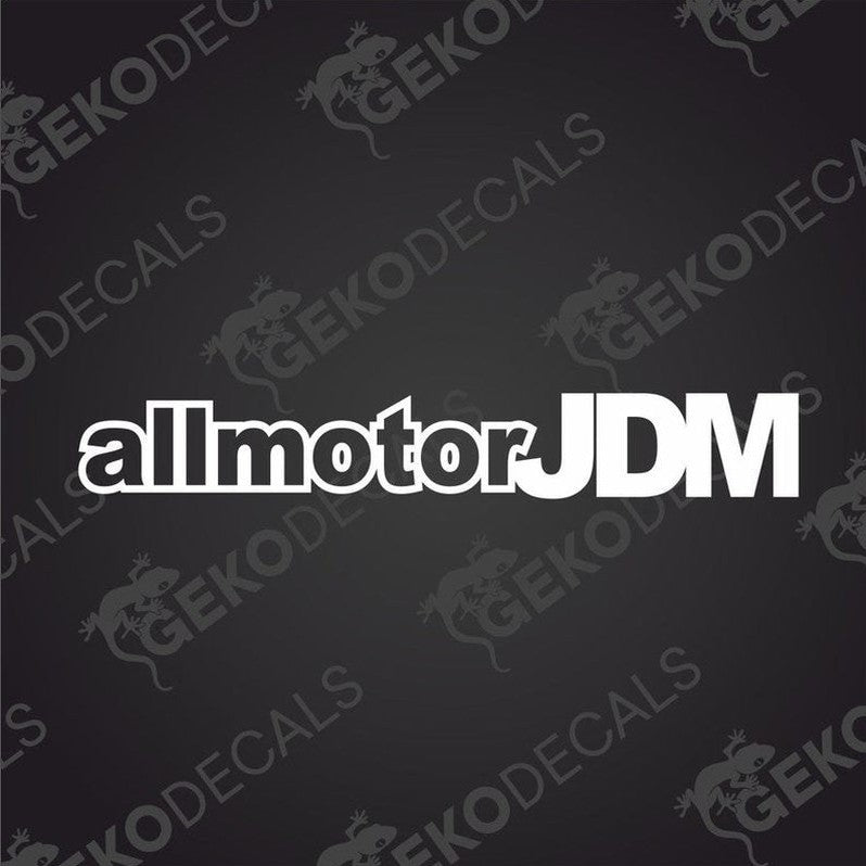 Text cut out of a white sticker ALLMOTOR JDM
