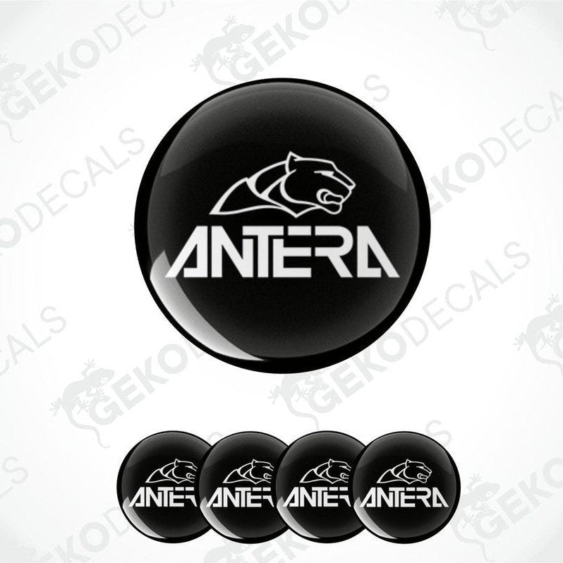 A set of black vinyl stickers with the 'ANTERA' brand logo in white.