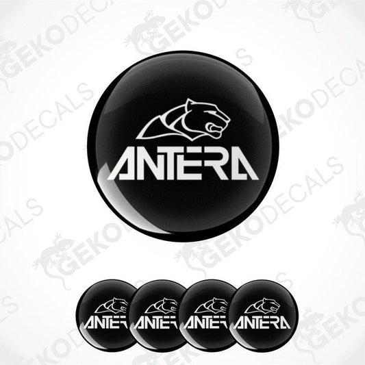 A set of black vinyl stickers with the 'ANTERA' brand logo in white.