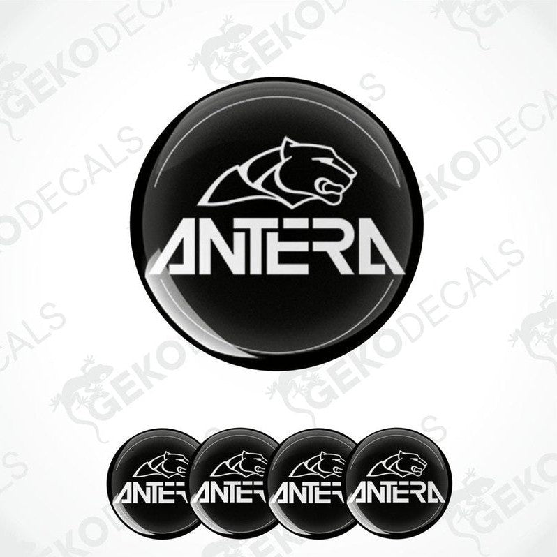 A set of black and white vinyl stickers with the 'ANTERA' brand logo.
