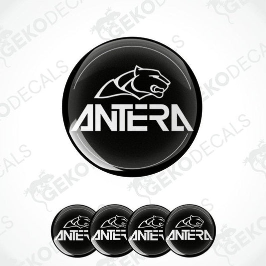 A set of black and white vinyl stickers with the 'ANTERA' brand logo.