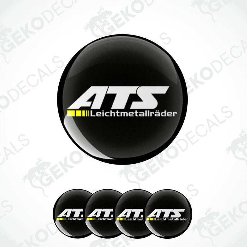 A set of four black vinyl stickers with the ATS brand logo and the text 'LECHTMETALLRÄDER'.