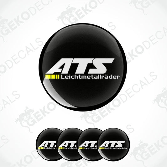 A set of four black vinyl stickers with the ATS brand logo and the text 'LECHTMETALLRÄDER'.