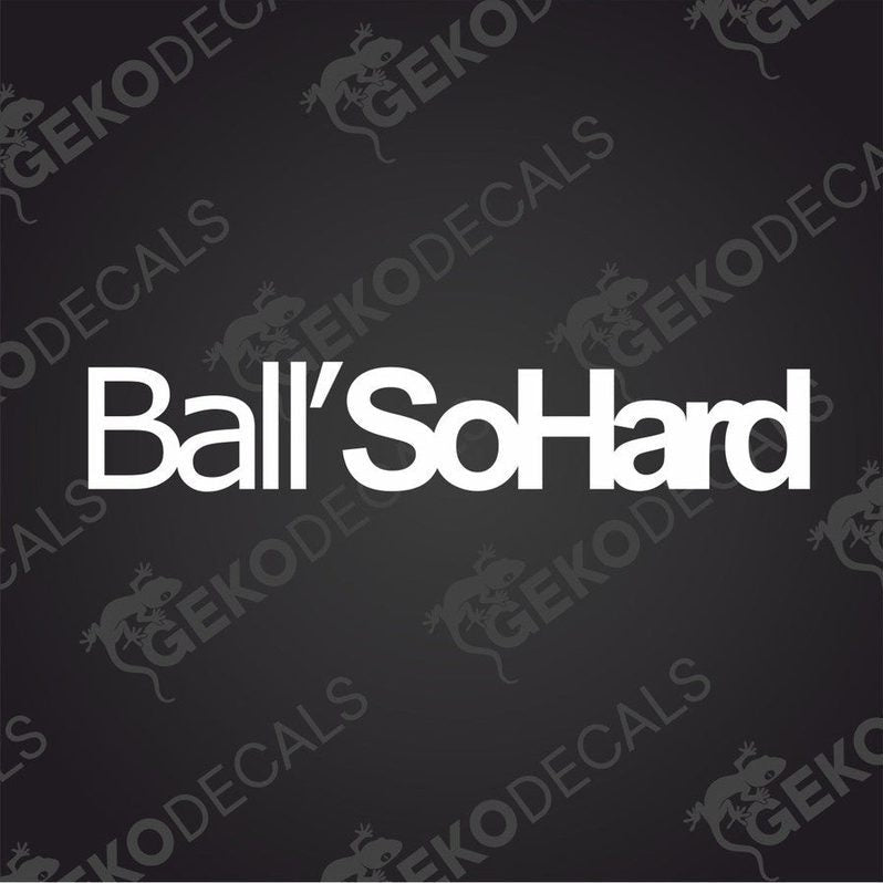 Ball SoHard die cut car decal in white on dark gray background