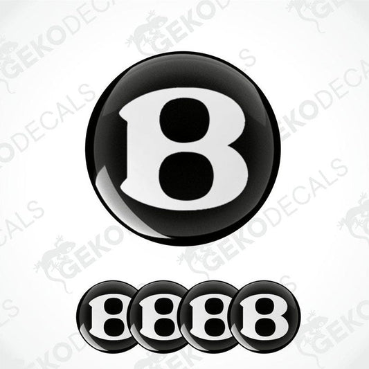 Set of four black round car decals with the Bentley logo in the center.