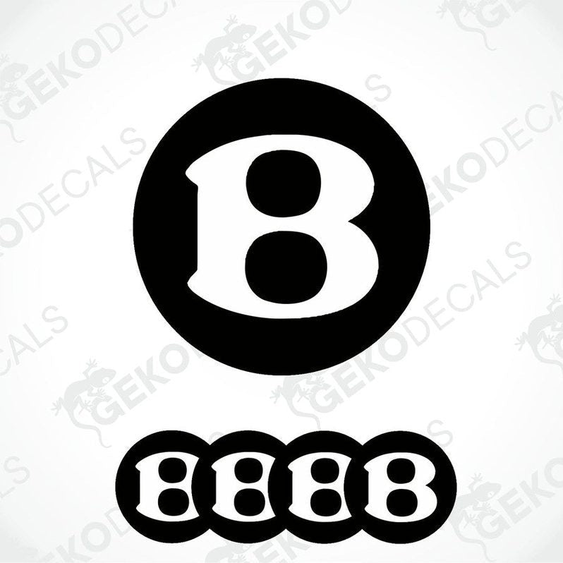 Set of four black round car decals with the Bentley logo in the center.