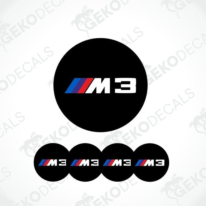 A set of four black vinyl decals with the BMW M 3 logo in center.
