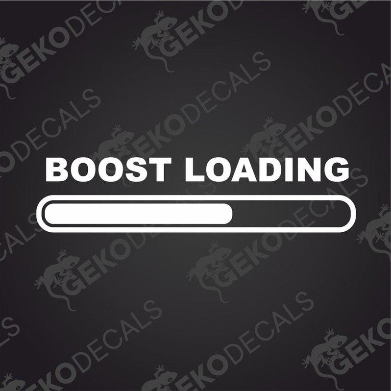 BOOST LOADING white die cut car decal with progress bar design