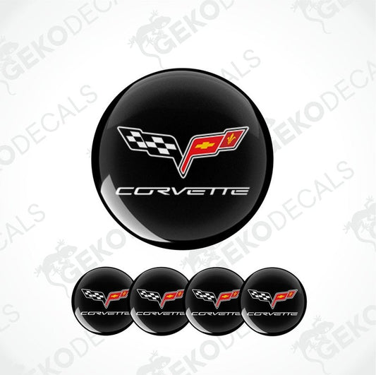 A set of four black vinyl decals with the CHEVROLET CORVETTE logo.