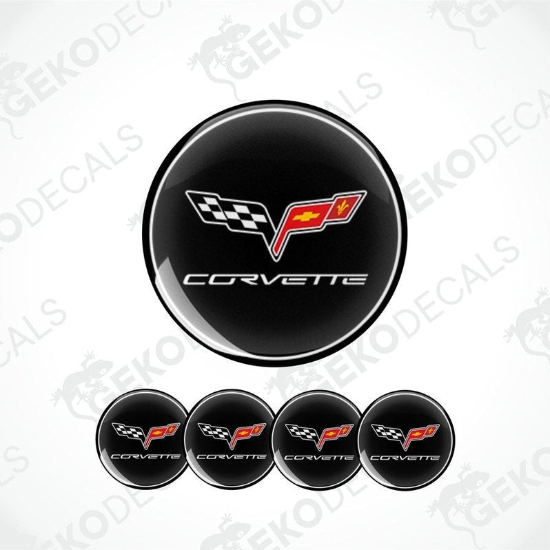 A set of four black vinyl decals with the CHEVROLET CORVETTE logo.