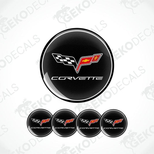 A set of four black vinyl decals with the CHEVROLET CORVETTE logo.