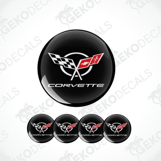 A set of four black vinyl decals with the CHEVROLET CORVETTE logo.