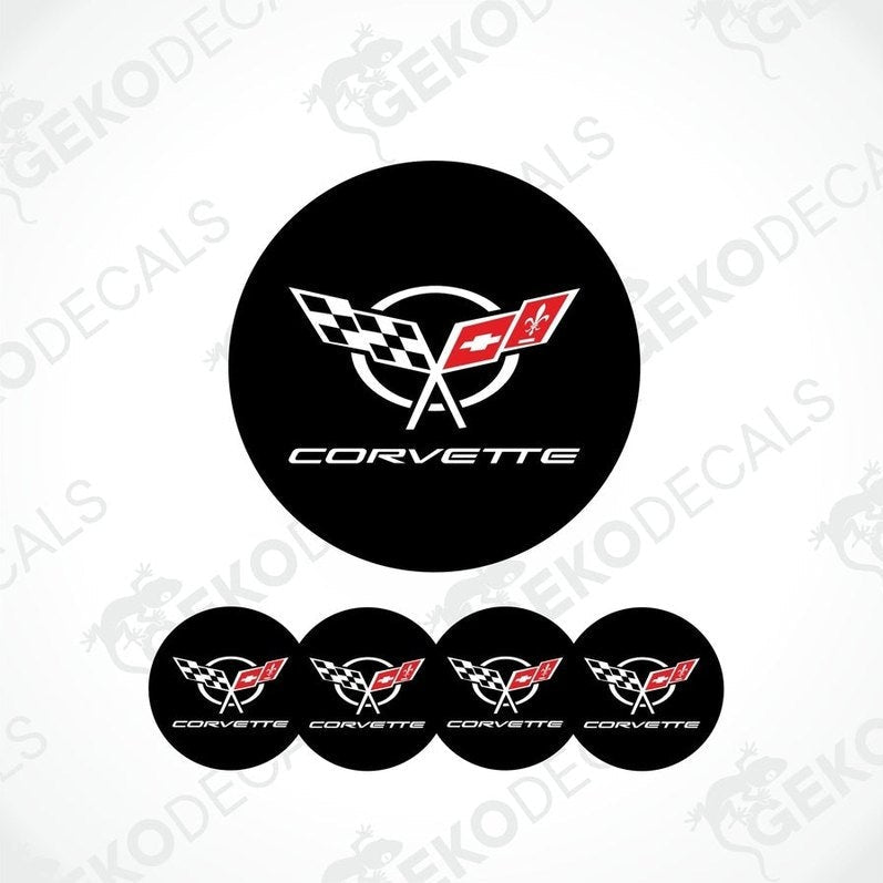 A set of four black vinyl decals with the CHEVROLET CORVETTE logo.