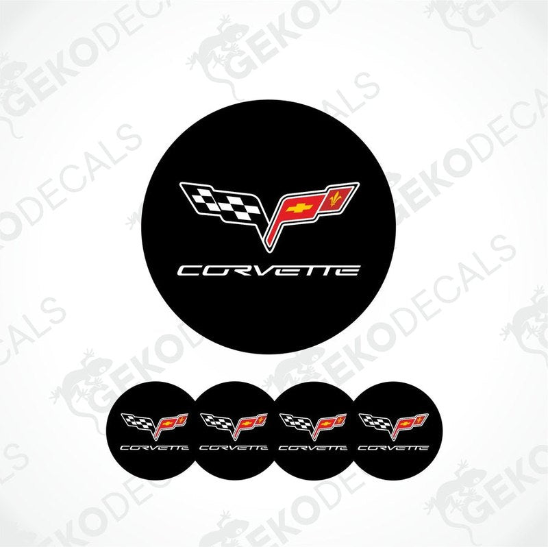 A set of four black vinyl decals with the CHEVROLET CORVETTE logo.