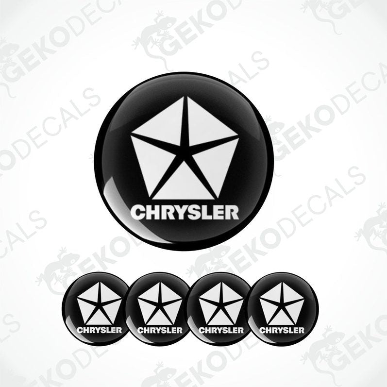 Set of four black and white vinyl decals with the Chrysler logo.