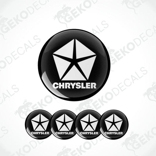 Set of four black and white vinyl decals with the Chrysler logo.