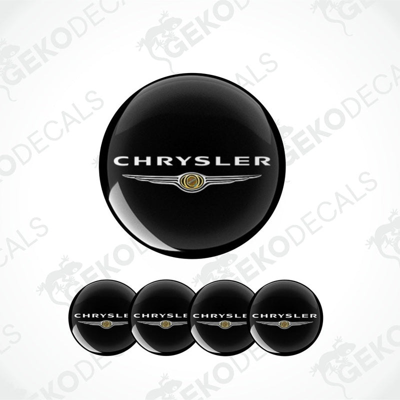 A set of black vinyl decals with the Chrysler logo, displayed on a white background.