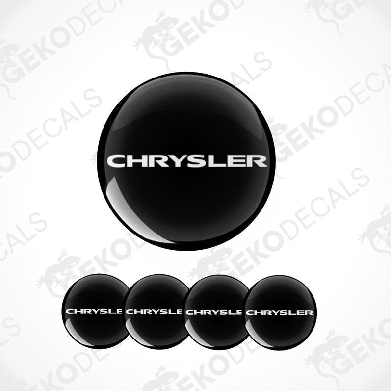 Set of four black and white vinyl decals with the Chrysler logo.
