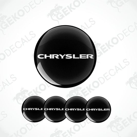 Set of four black and white vinyl decals with the Chrysler logo.