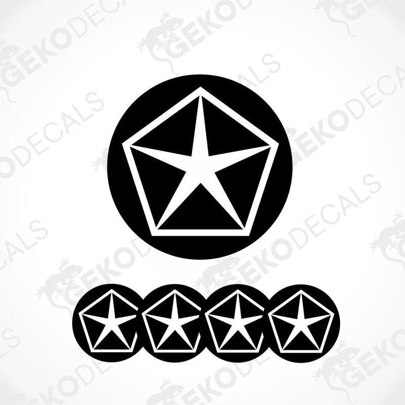 Set of four black and white vinyl decals with the Chrysler logo.