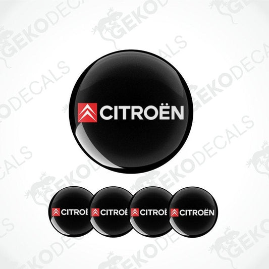 A set of four black vinyl decals with the CITROEN logo in white.