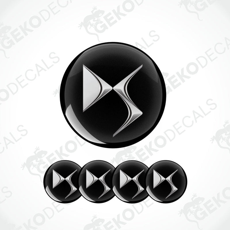 A set of four black vinyl stickers with a geometric design, featuring the CITROEN DS logo.