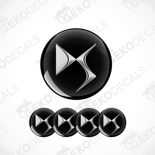 A set of four black vinyl stickers with a geometric design, featuring the CITROEN DS logo.