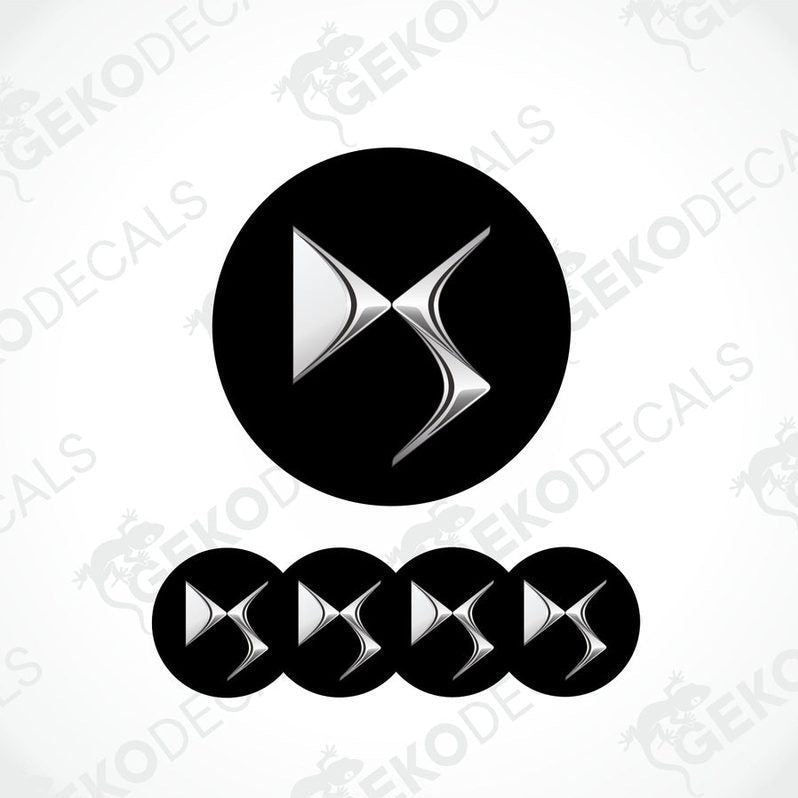 A set of four black vinyl stickers with a geometric design, featuring the CITROEN DS logo.